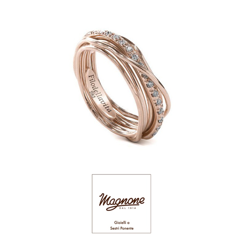 7 fili oro rosa 9kt e Diamanti bianchi ct. 0.18 &euro; 1.150,00