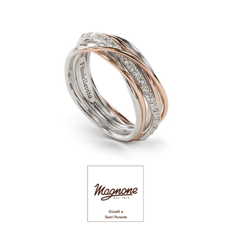 7 fili argento oro rosa 9Kt Diamanti bianchi ct 0.21 &euro; 1.045,00