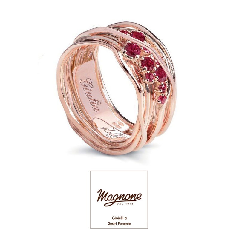 13 fili oro rosa 18Kt e 10 rubini ct 0.35 &euro; 2.200,00