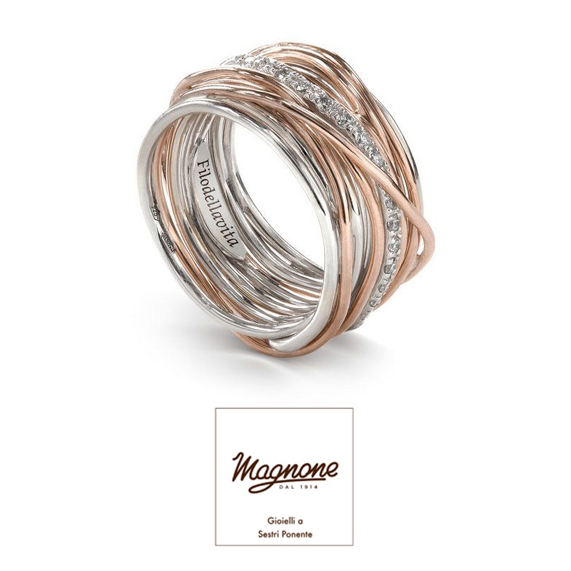 13 fili argento 925 oro rosa 9kt Diamanti bianchi ct 0.21 &euro; 1.325,00