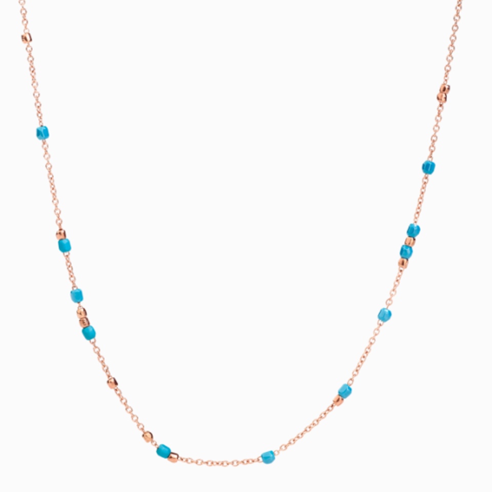 Collana cm 42 mini Granelli oro rosa ceramica turchese &euro; 560