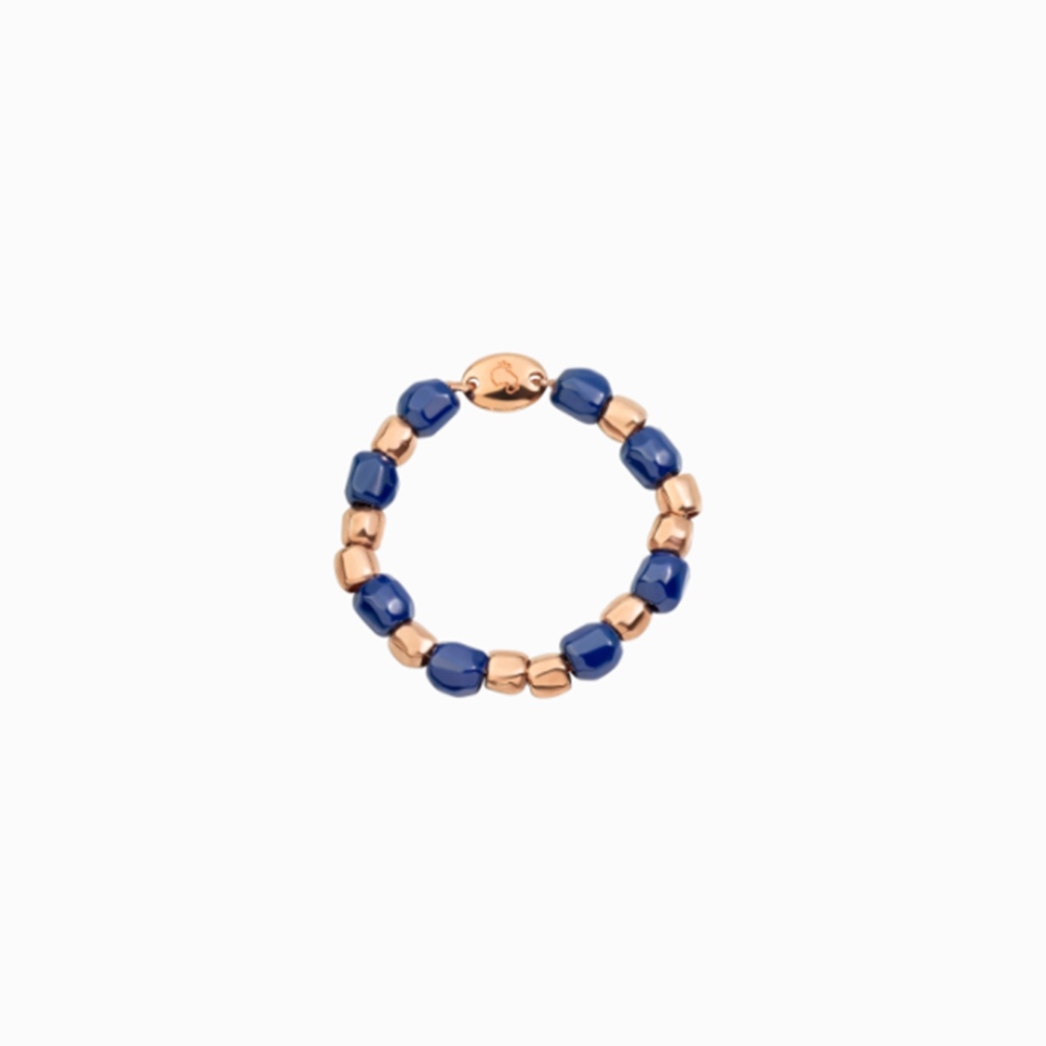 Anello mini Granelli oro rosa ceramica blu &euro; 290