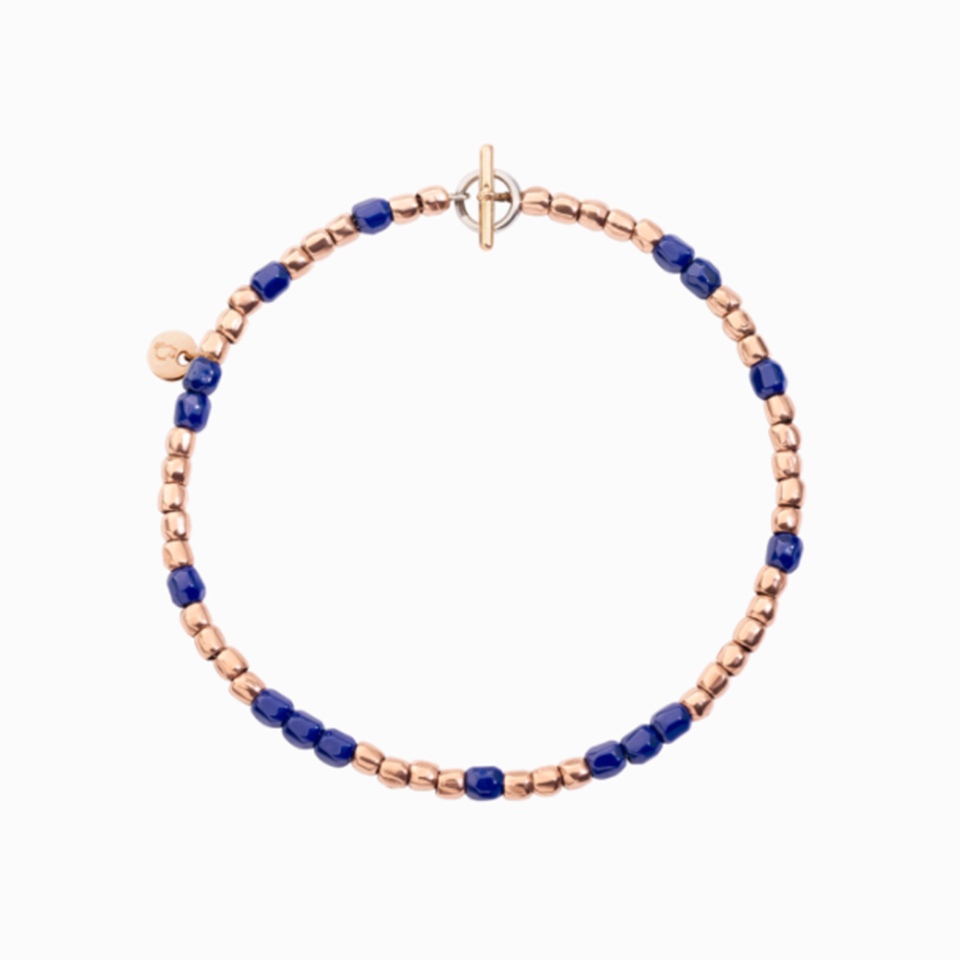 Bracciale mini Granelli oro rosa ceramica blu € 630