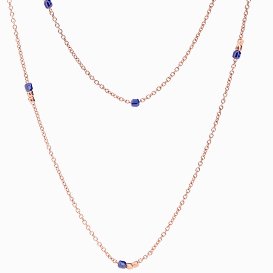 Sautoir mini Granelli cm 90 oro rosa ceramica blu &euro; 790