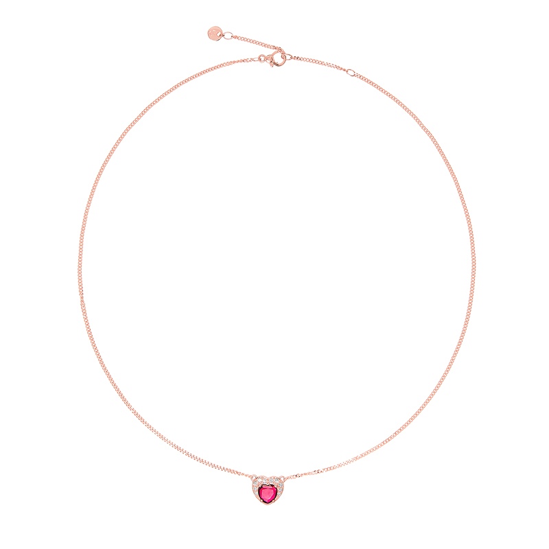 Collana cuore oro rosa 9k, rubino sintetico e diamanti &euro; 960